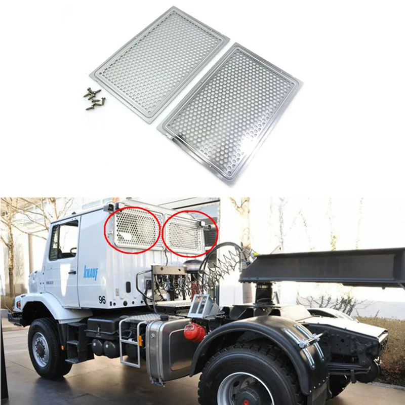 

Metal Rear Window Protective Honeycomb Net Decorate for 1/14 Tamiya RC Truck Trailer Tipper Benz Zetros Car Diy Parts