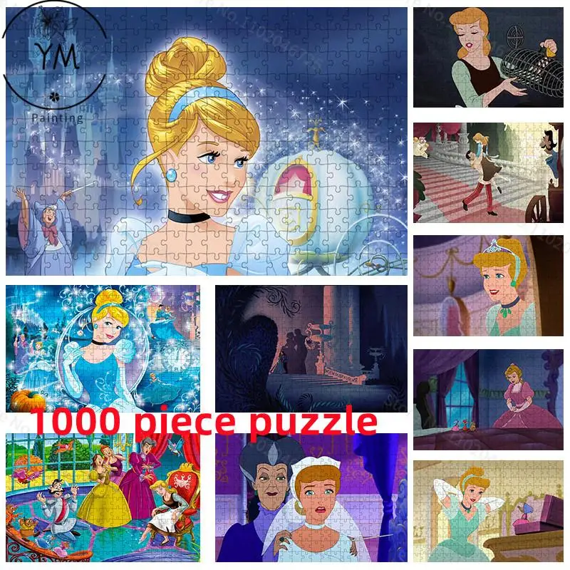 Disney Brand 1000 Pieces Creative Puzzle Toys Disney Princess Cinderella Cartoon Picture Puzzle Gift Kids Adult Collection Hobby