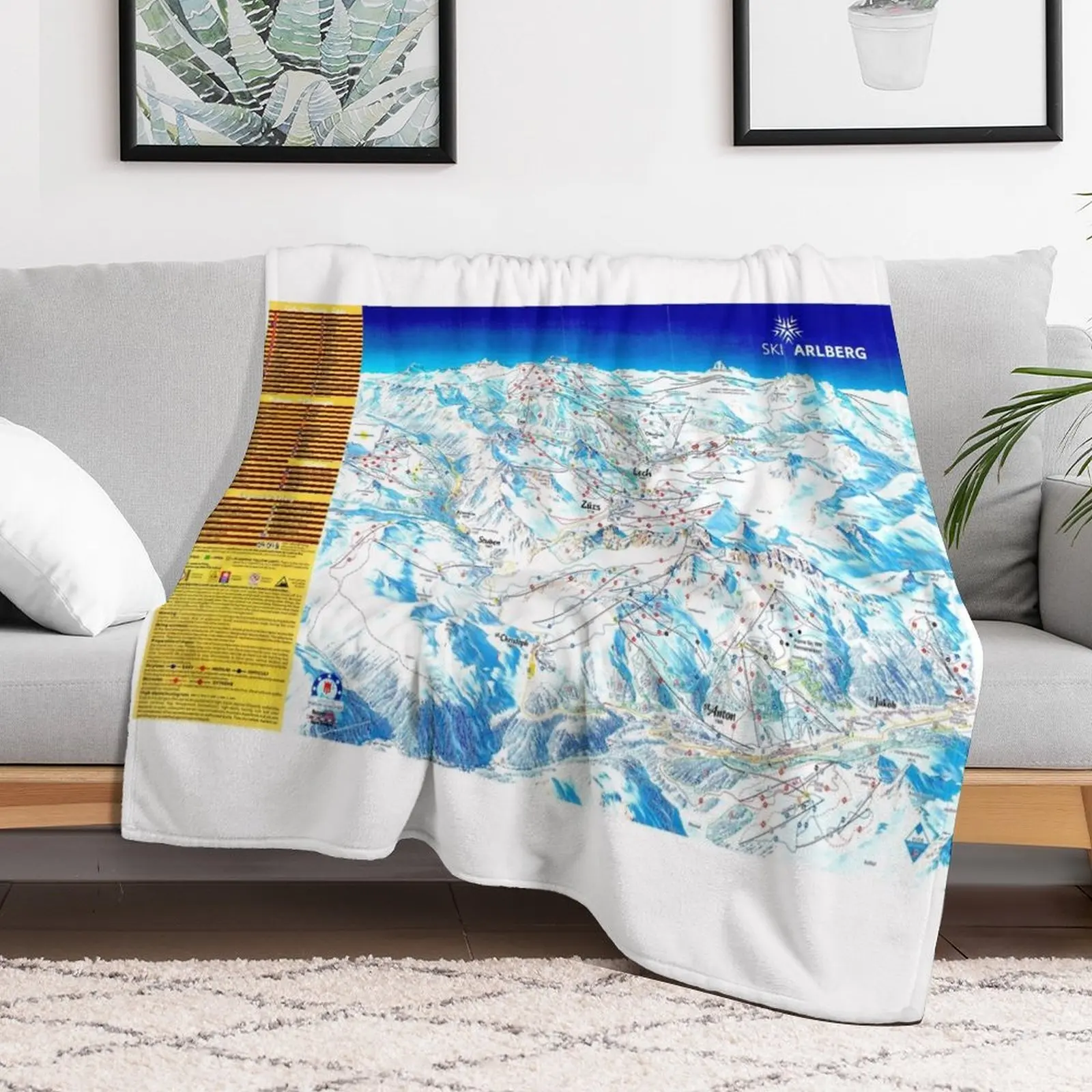 Искусственное одеяло для лыж Arlberg (с названиями лыж) карта лыжных зон (старая)