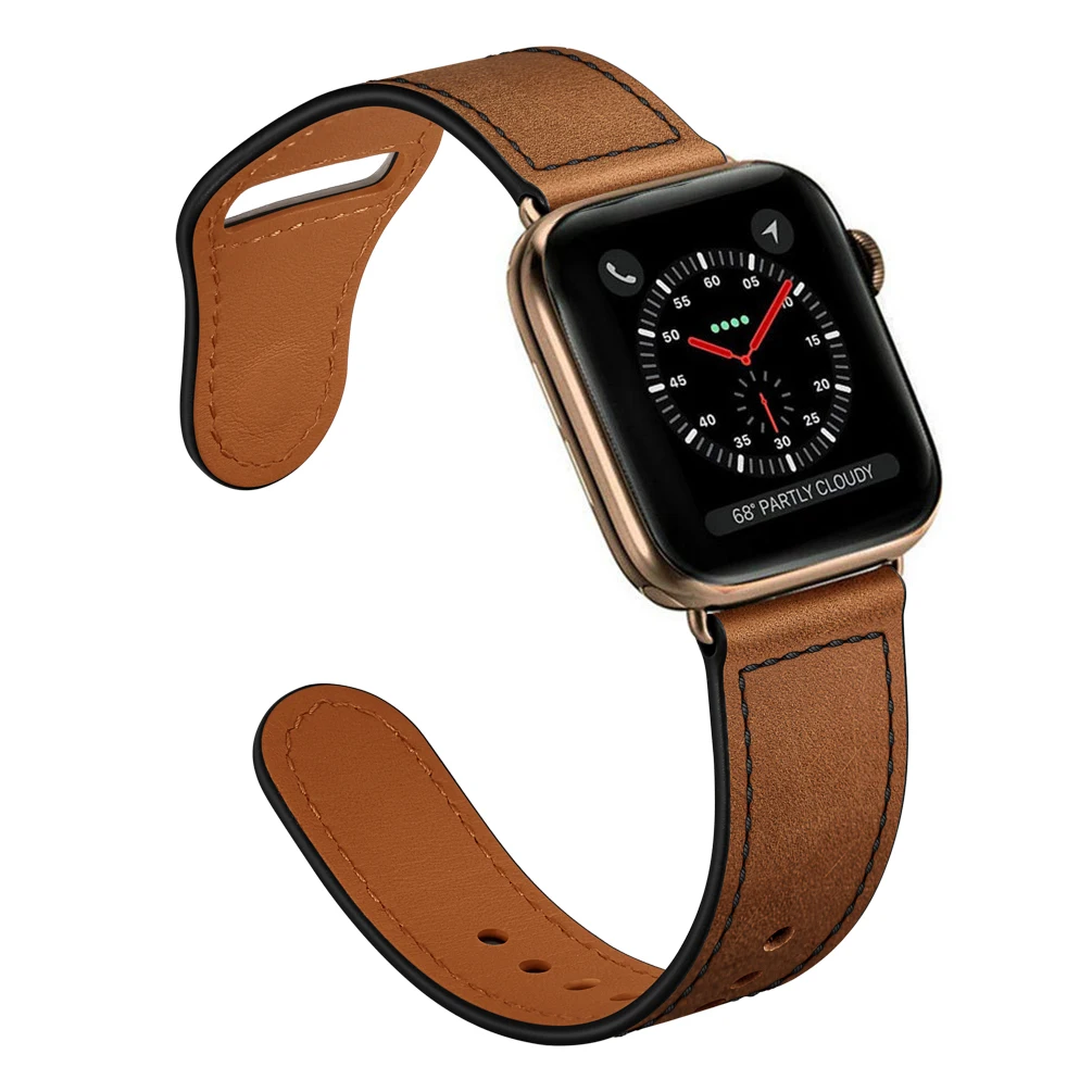 

Business Real Leather Loop Bracelet Belt Band for Apple Watch SE 7654 42MM 38MM 44MM 40MM Strap on Smart iWatch 3 Watchband 45mm