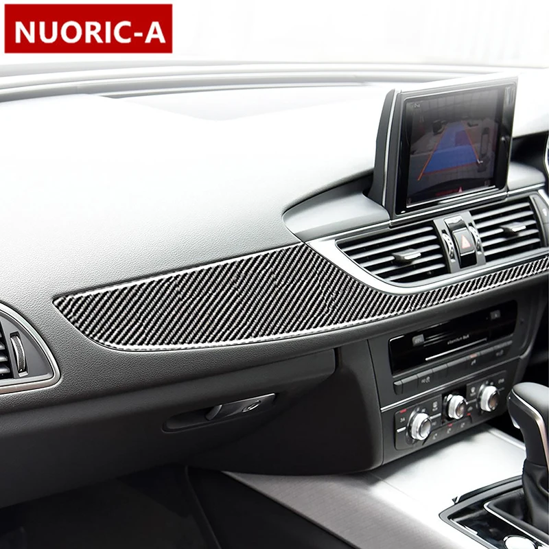 

Углеродное волокно для Audi A6 C7 2012-2018, внутренняя консоль, панель приборной панели, декоративная крышка, наклейки, отделка, Аксессуары для стай...
