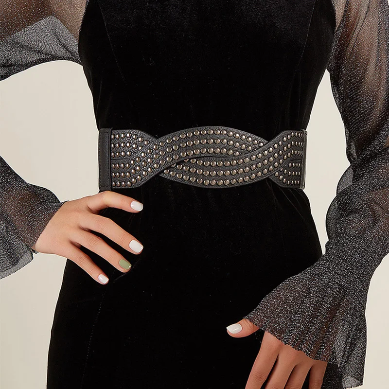 Retro Fashion Elastic Corset Wide Belt For Women Luxury Brand Designer Waist Strap Female Dress Skirt Coat Decorative Girdle