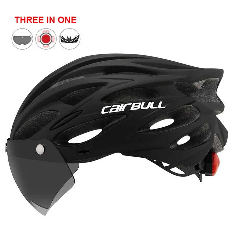 

Outdoor Road Mountain Cycling Helmet With Rear Light In-mold Riding Bike Helmet With Visor & TT Lens Sports Mtb Bicycle Helmets