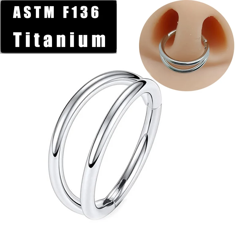

ASTM F136 Titanium Nose Ring Ear Piercing Septum Jewelry Separating Double Lined Hoop Cartilage Daith Helix Earrings Nose Stud