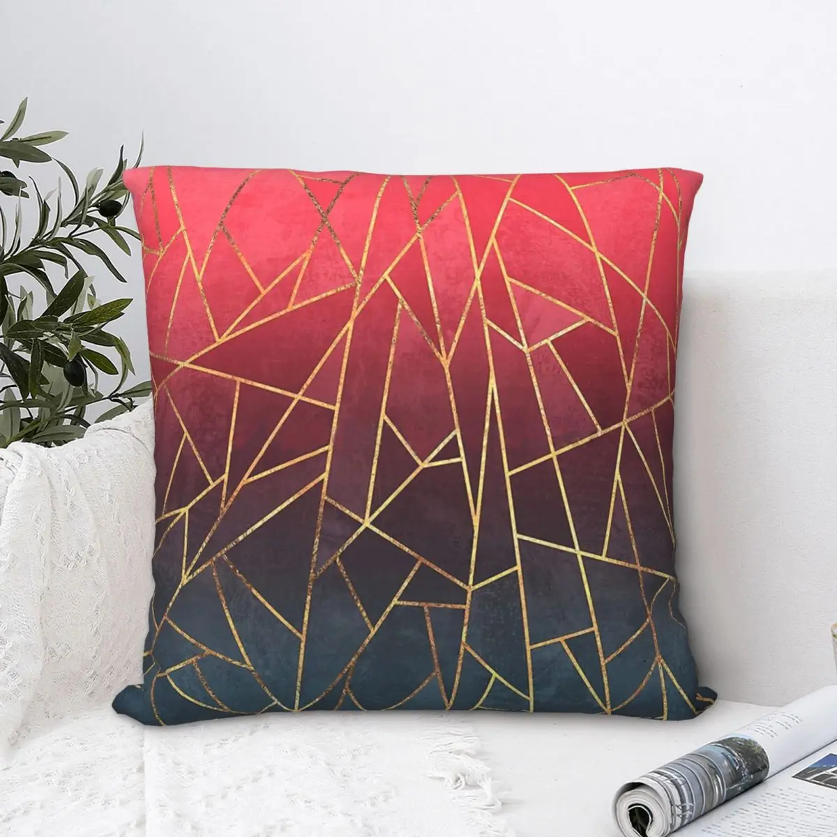 

Geometric Printed Shattered Ombre Hug Pillowcase Design Art Backpack Cushion Bedroom DIY Printed Chair Throw Pillow Case