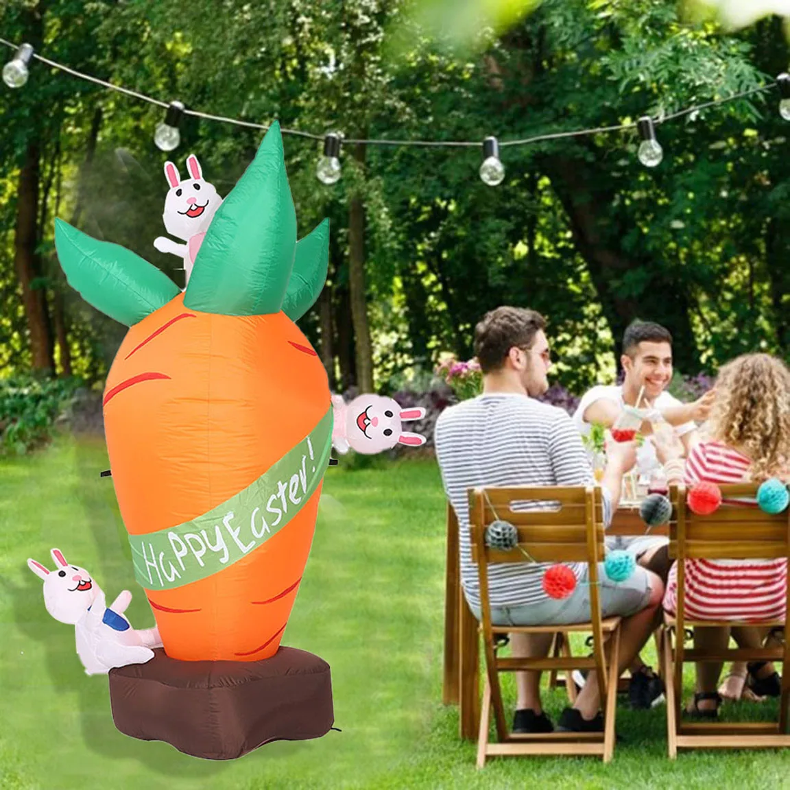 

180 см Пасхальный надувной кролик со встроенной фотовспышкой для рождественской вечеринки на день рождения