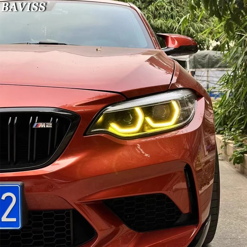 BMW M2 2 Серии Angel Eyes Дневные Ходовые Огни F22 F23 F87 LCI 2018-2021 Лимонно-желтый Фотоспышки