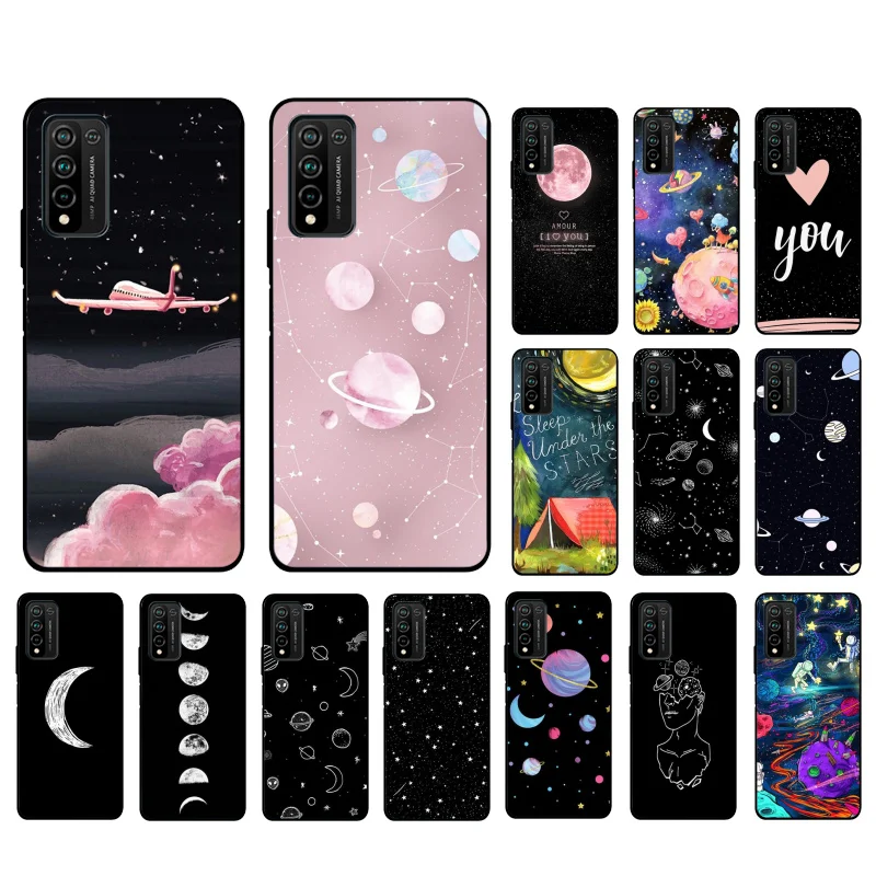 

Moon Stars Space Astronaut Phone Case for Huawei Honor 50 30 Pro 10X Lite 20 7A 7C 8X 9X Pro 9A 8A 8S 9S 10i 20S 20lite
