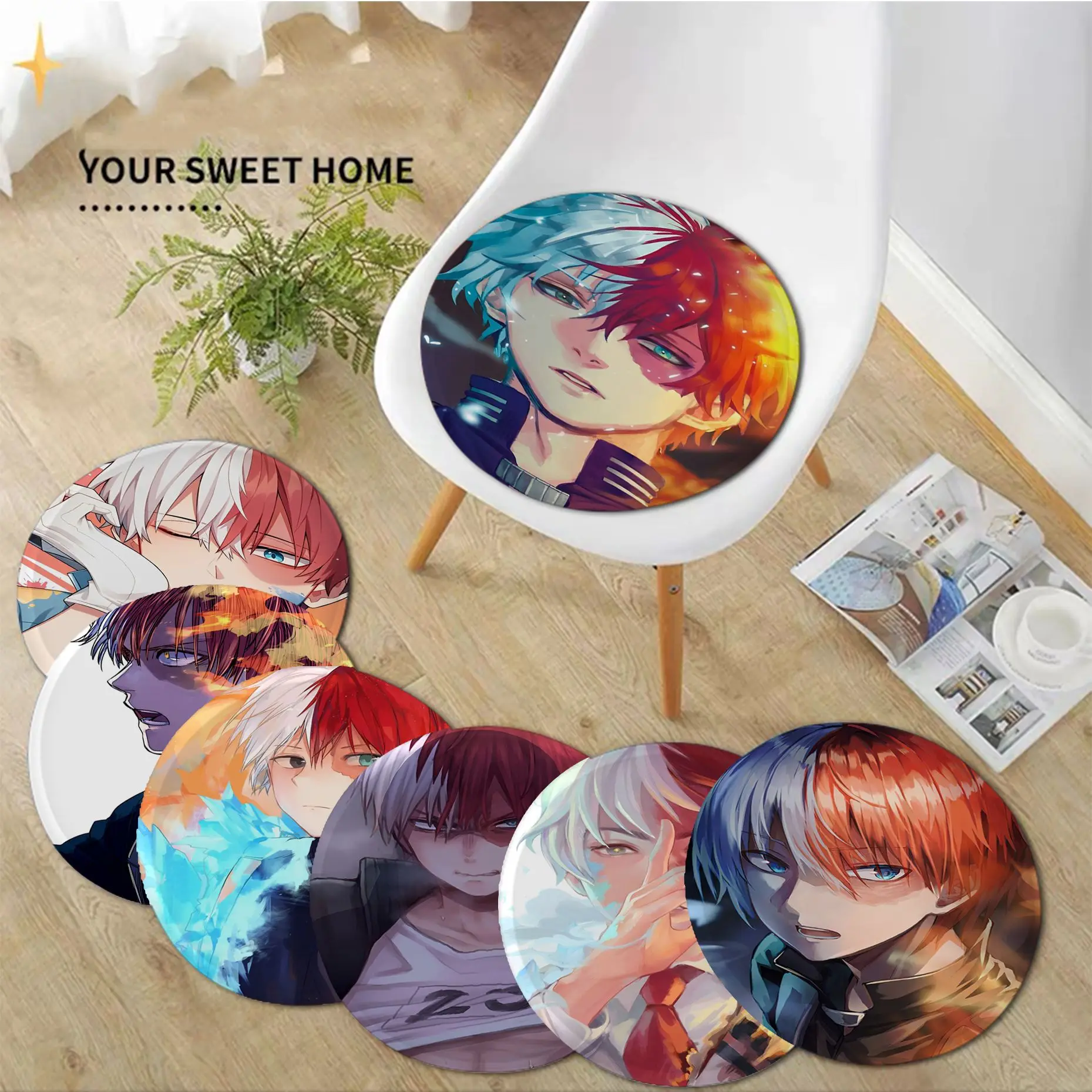 

My Hero Academia Shoto Todoroki Simplicity Multi-Color Seat Cushion Office Dining Stool Pad Sponge Sofa Mat Outdoor Cushions