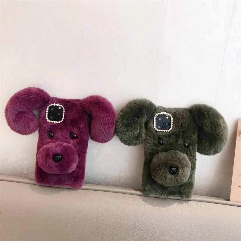 3D пушистая плюшевая теплая счастливая собака фоточехол для OPPO A16 A12E A5S A3S A74 A54 A95 A94