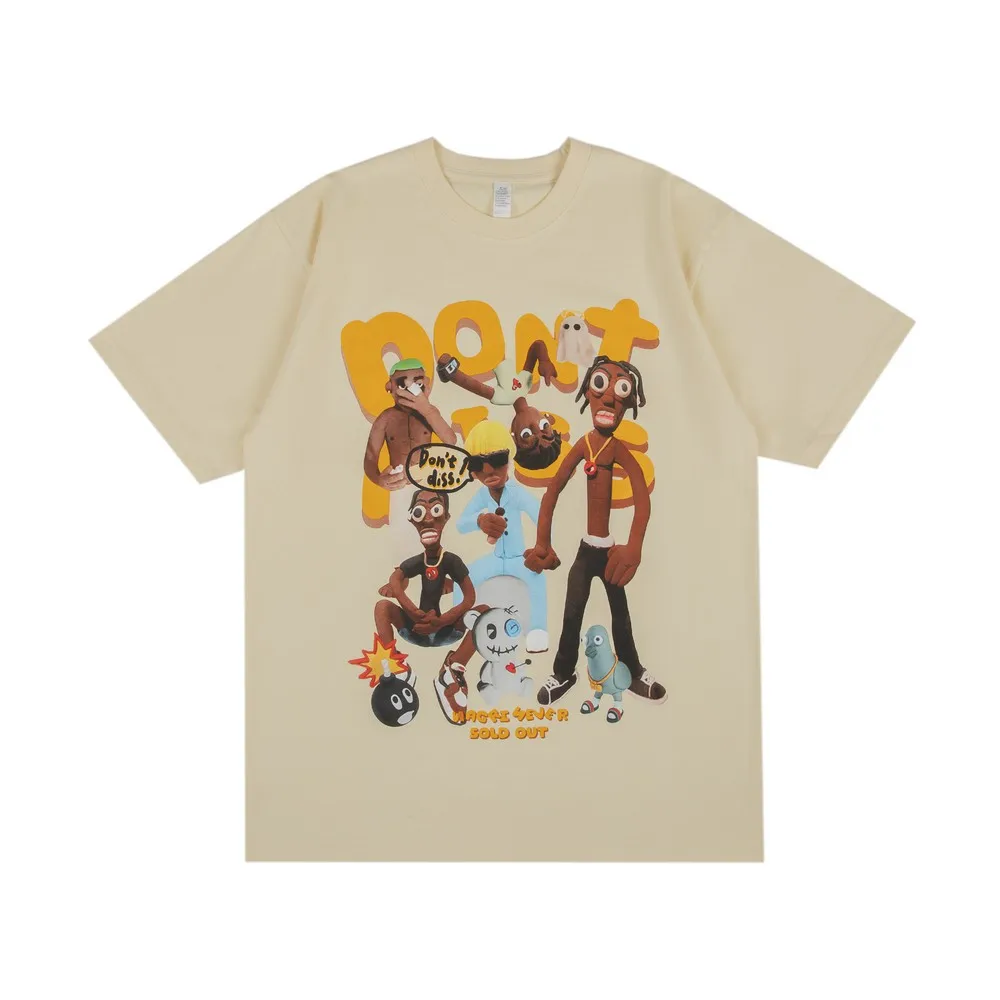 

High Street Funny Kawaii Rock N Roll Print T-shirts Women Men Harajuku Cartoon Streetwear Oversized Tops 2023 Summer Fashion