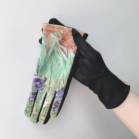 Женские перчатки с рисунком Ван Гога, зимние теплые варежки для езды на велосипеде, езды на велосипеде