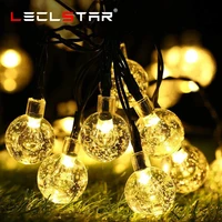 solar led string lights outdoor crystal ball garland solar powered 8 modes waterproof fairy lamp for christmas garden decoration