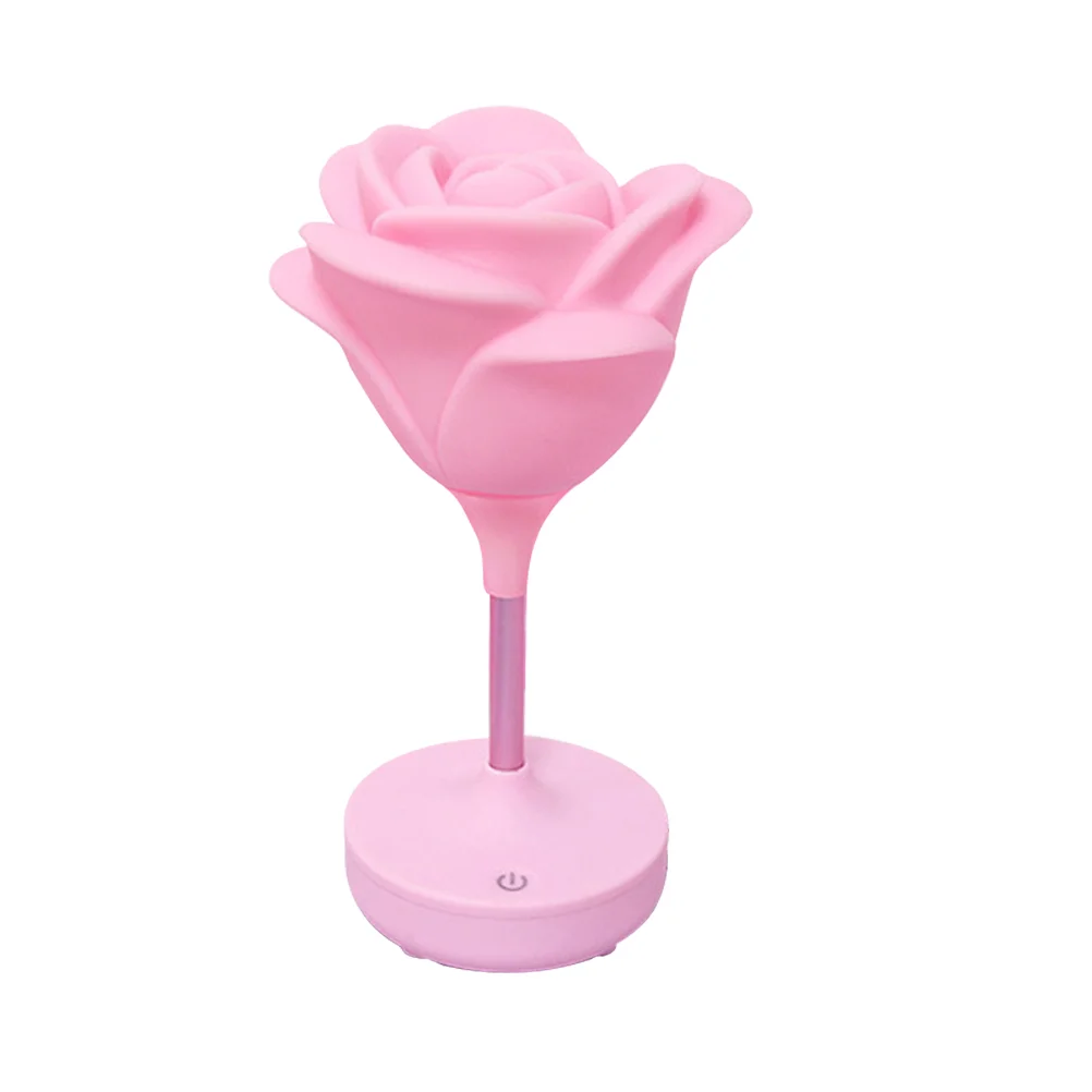 

3D Rose Shaped USB Rechargeable Lamp Touch Night Light 3 Settings Dimmable Decorative Romantic Lamp )