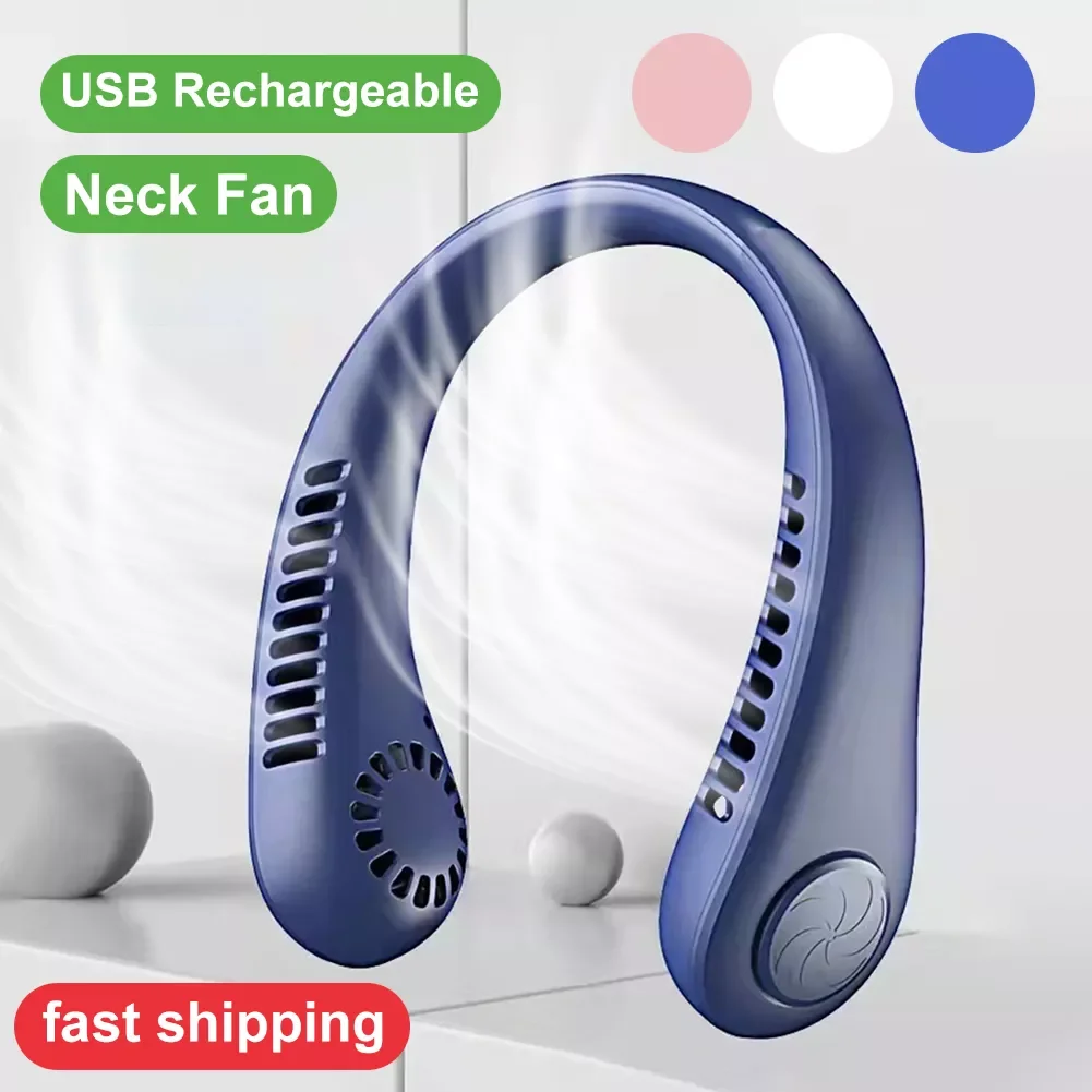 Portable Hanging Neck Fan USB Rechargeable Bladeless Mute Fans Air Conditioning Cooler For Sports Fan Mini  Wireless Fan