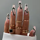24 шт. волнистые стильные съемные накладные ногти на шпильках с граффити носимые накладные ногти полное покрытие накладные ногти нажимные ногти инструмент для маникюра