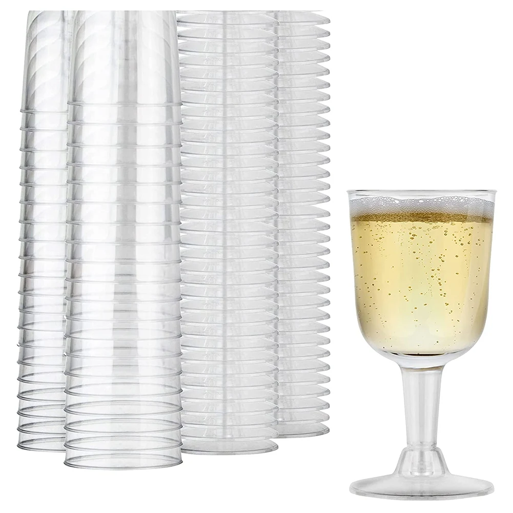 

Clear Plastic Wine Gl Recyclable - Shatterproof Wine Goblet - Disposable & Reusable Cups for Champagne, Dessert 40Pcs