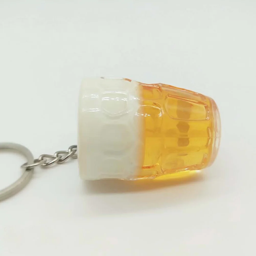2PCS Simulation Beer Cup Shape Keychain Acrylic Pendant Decor Gifts for Bag Car Key