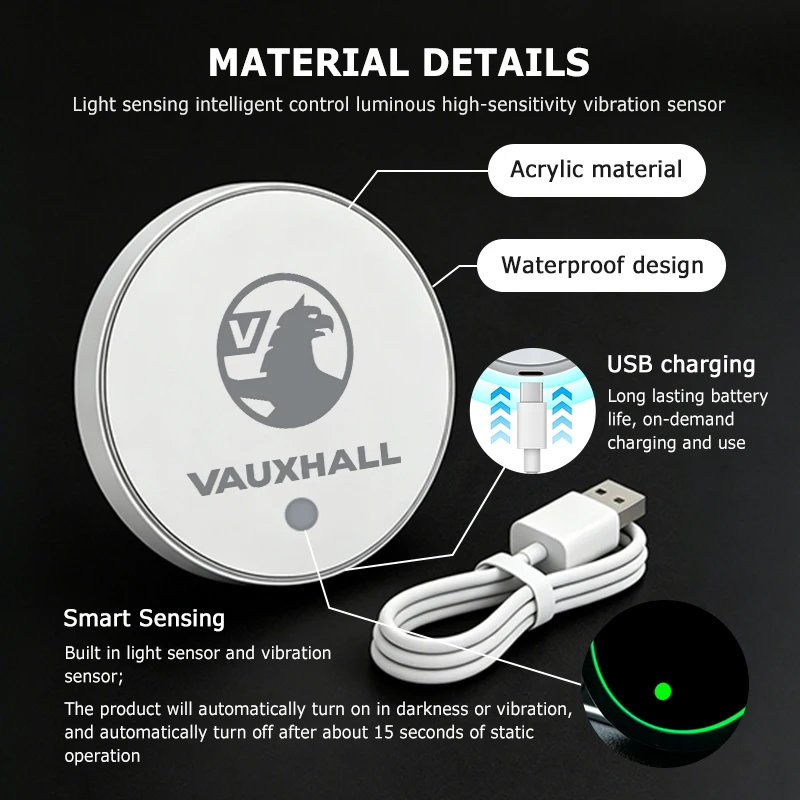 Фото Беспроводная USB LED-подсветка для треугольных окон автомобилей Vauxhall: VXR8, Astra, Zafira, Vectra, Tigra, Corsa D, G, J, H №4