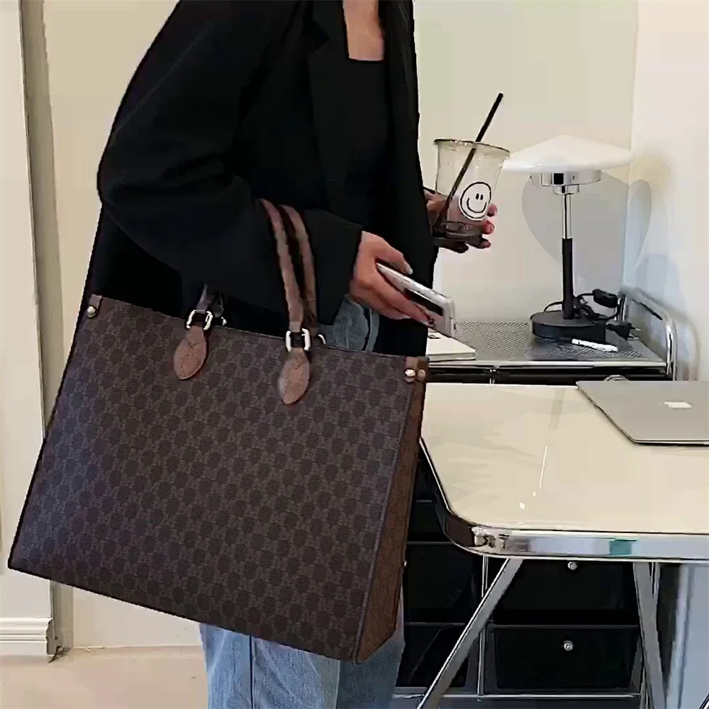 Quality Women Tote Bags Large Capacity Shopper Shoulder Bag Pure Color Wide Strap Soft PU Leather Female Handbags 2023