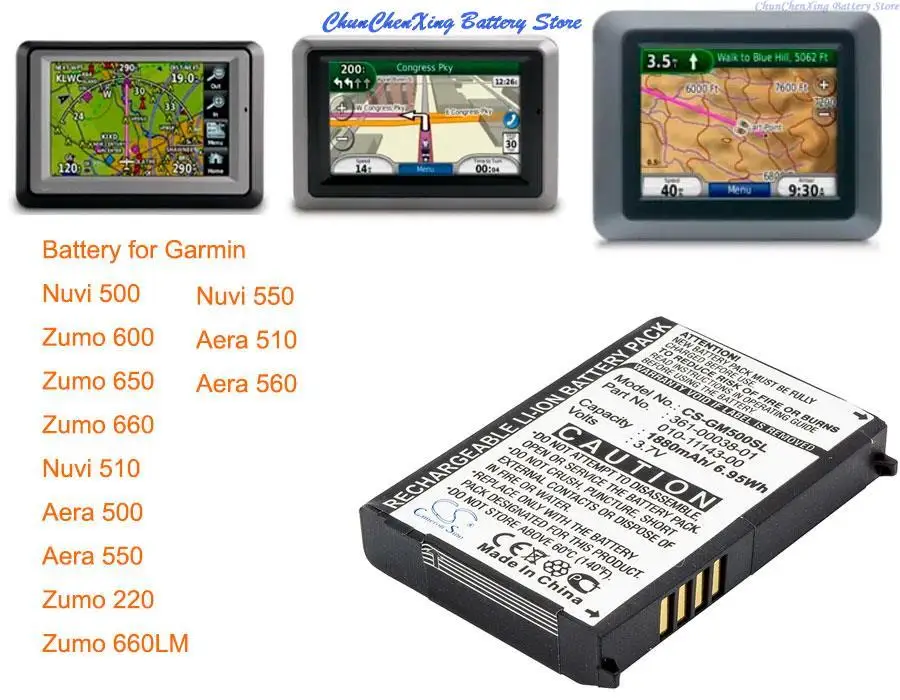 

OrangeYu 1880mAh Battery for Garmin Nuvi 500,Zumo 600,Zumo 650/660/660LM/220,Nuvi 510,Nuvi 550,Aera 500/550/510,560