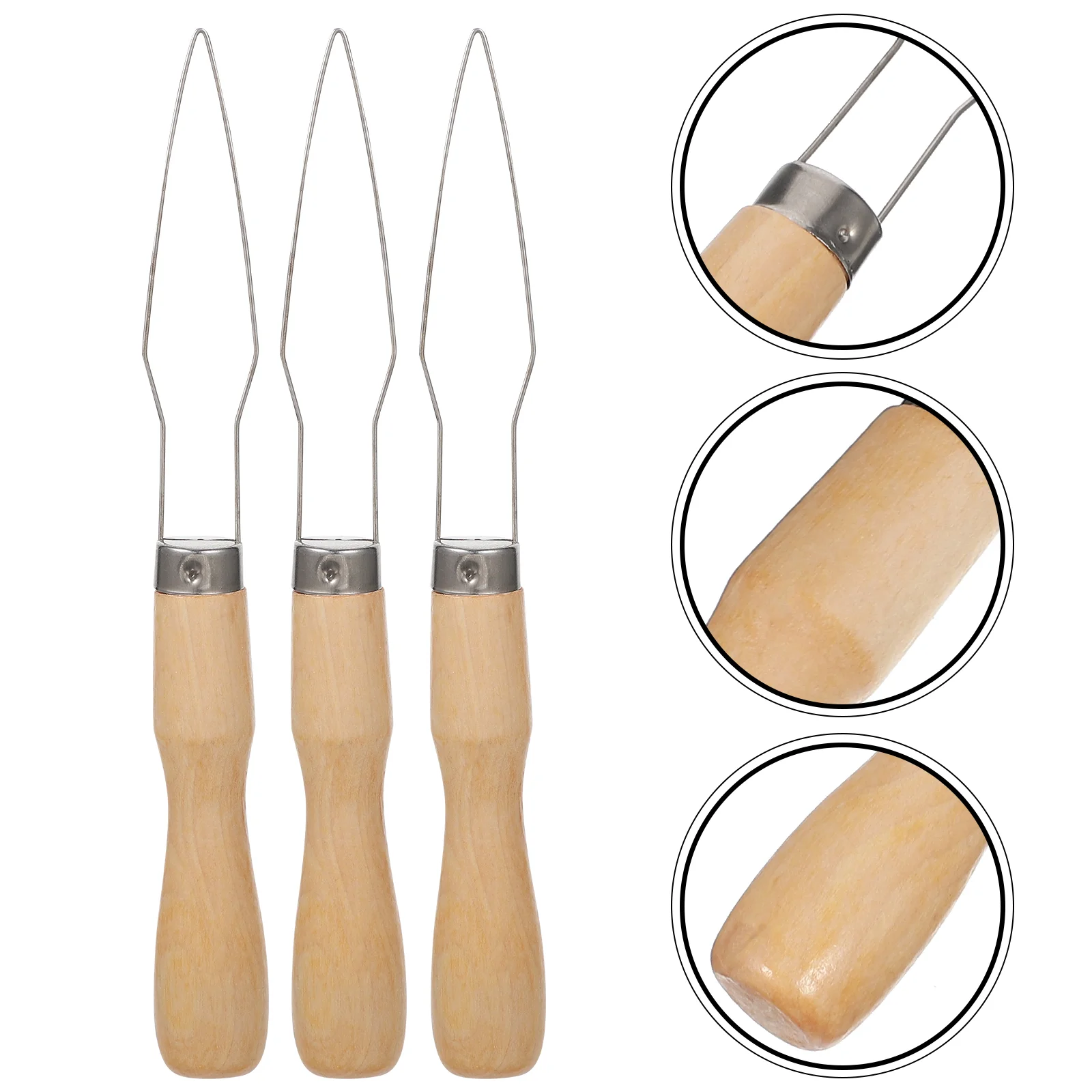 

3pcs Button Hook Tool Wooden Handle Stainless Steel Hook Portable Button Helper for Men Elderly Seniors