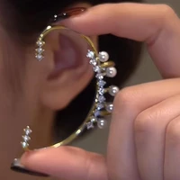korean sparkling zircon pearl ear clips for women without piercing crystal ear cuff clip earrings fashion wedding jewelry gifrs