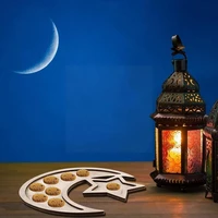 2022 eid decoration wooden dinner plate home ramadan tray eid party home decor star dessert ramadan food moon serving w2t2