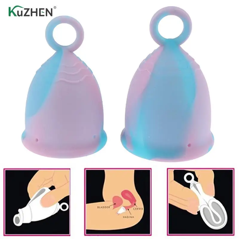 

Medical Grade Soft Silicone Lady Period Colour Model Women Cup Reusable Cup 2 Sizes Random Color Menstrual Cup