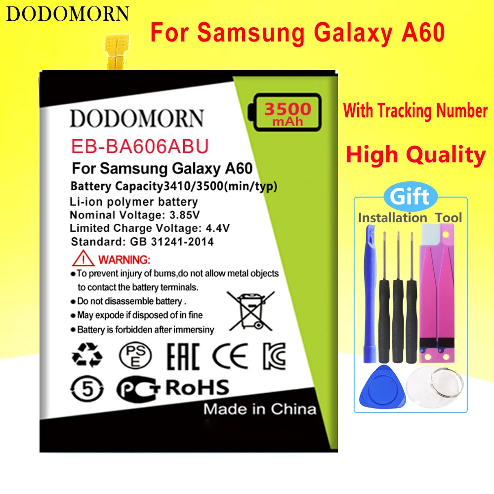 

DODOMORN EB-BA606ABU для Samsung Galaxy A60 SM-A606F/DS SM-A6060 SM-A606F высокое качество + номер отслеживания