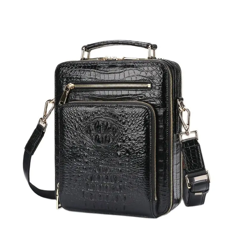 

Мужская сумка через плечо, мужская сумка из искусственной кожи под кожу крокодила, повседневная сумка через плечо, деловой портфель