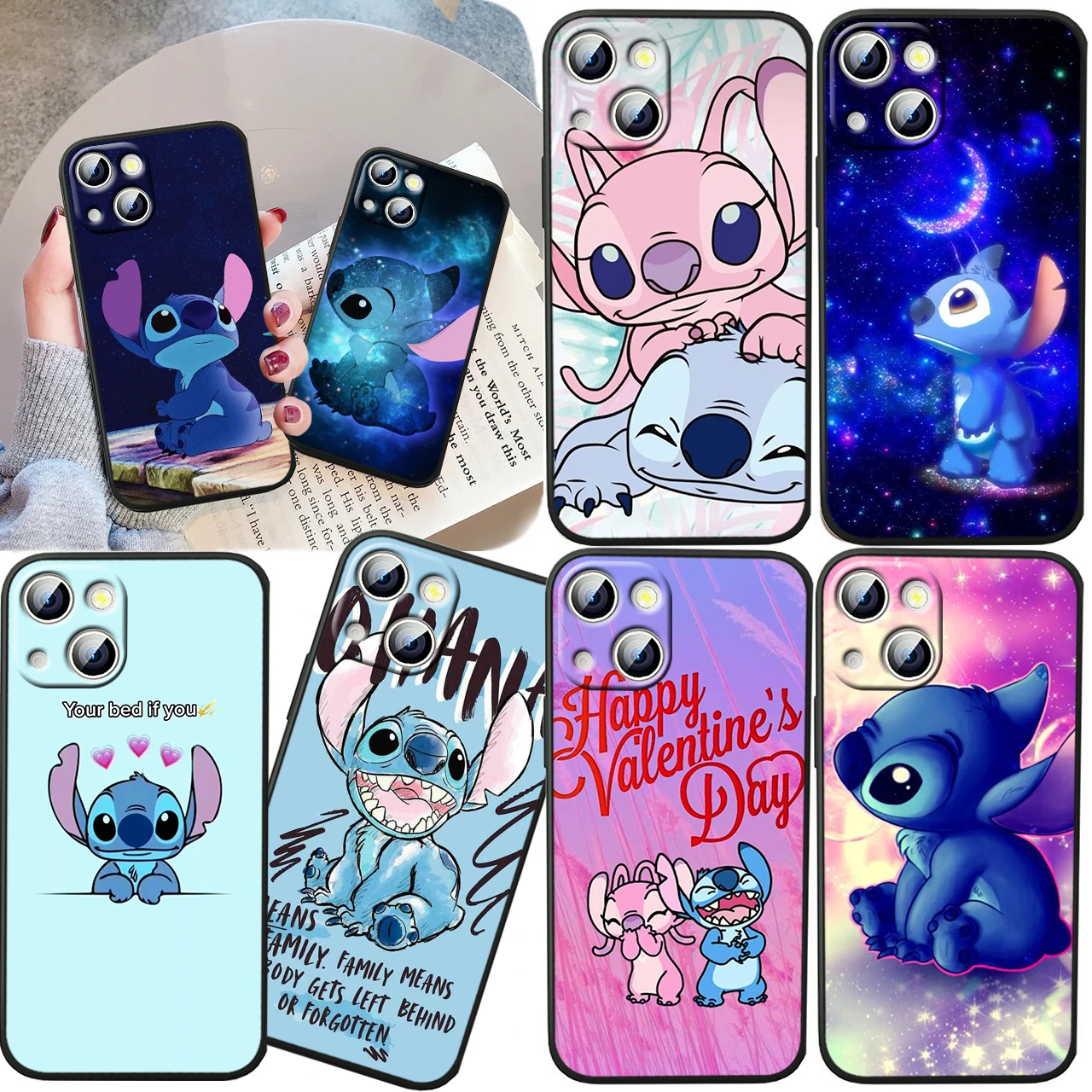 

Disney Stitch Cool For iPhone 14 13 12 11 Pro Max XS Max X XR 7 8 Plus 6S 5S Silicone Black Shell Phone Case