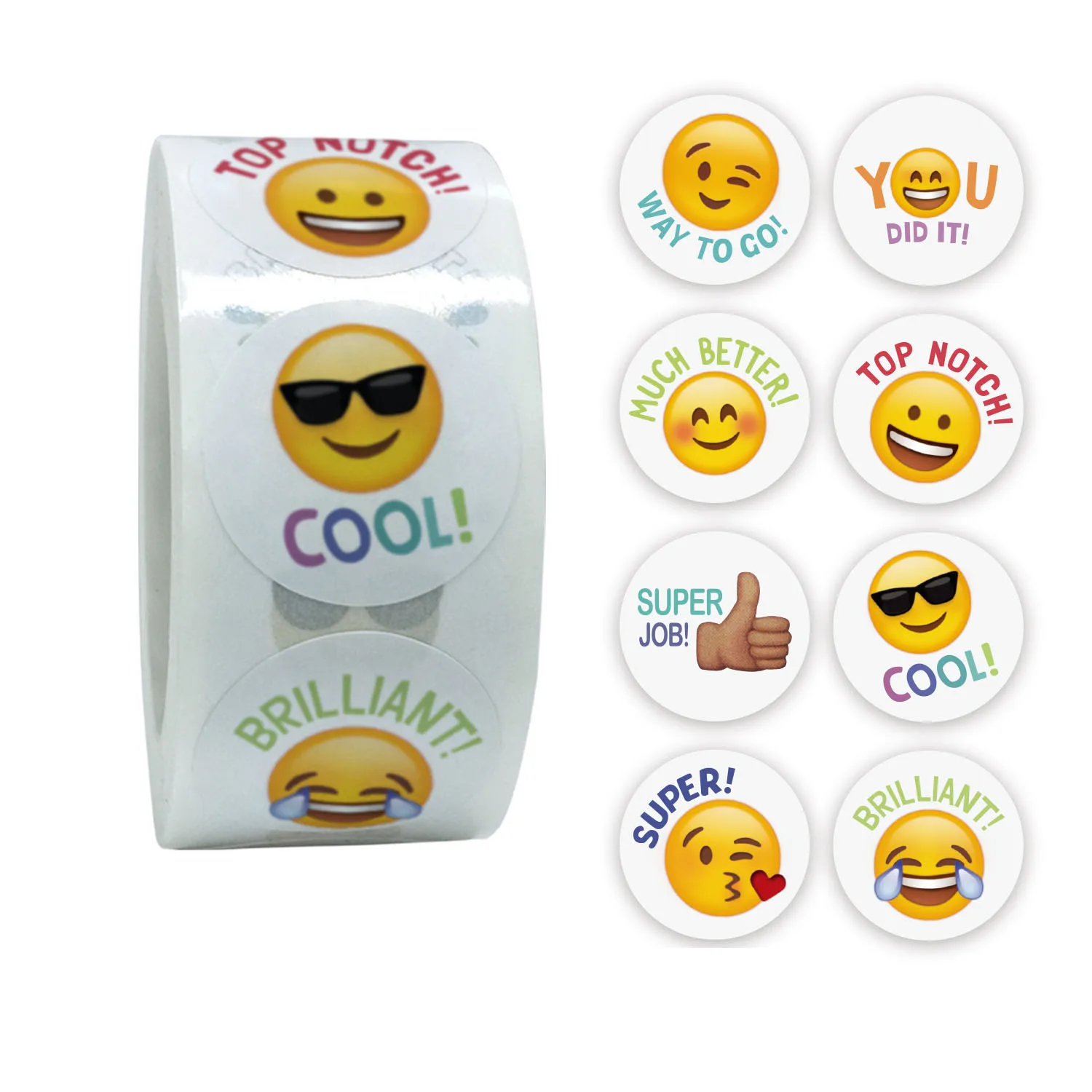 

500Pcs Kids Kawaii Smiley Face Sticker School Teacher Reward Label Cute Stationery Pretty Gift Children Stickers aesthetic