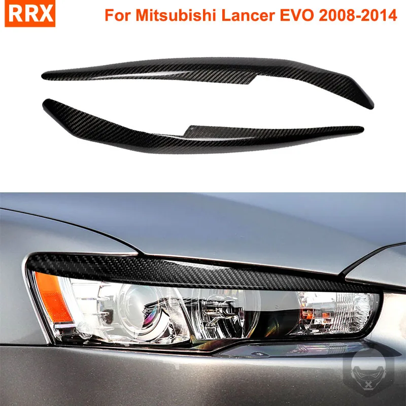 

Для Mitsubishi Lancer EVO 2008-2014, веки для бровей, ресницы, декоративное покрытие из настоящего углеродного волокна, отделка, Аксессуары для внешней отделки автомобиля