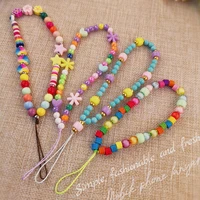 mobile phone lanyard short hand woven beaded strong and durable color beads womens pendant universal anti lost sling lanyard