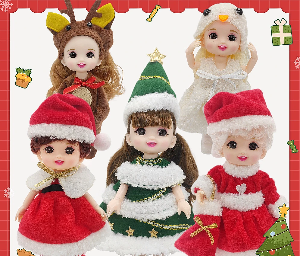 6-inch 8-inch Baby Clothes Bjd Changing Clothes 16-17cm Doll Christmas Set Lolly Girl Princess Clothing Accessories