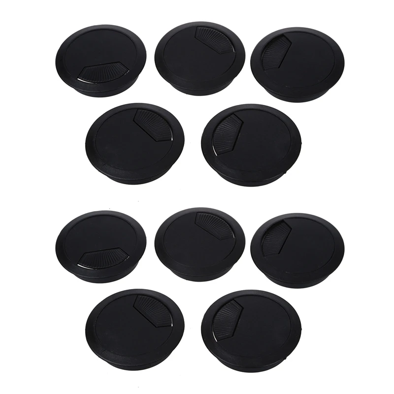 

10 Pcs Home Office Desk Table Computer 60Mm Cable Cord Grommet Hole Black