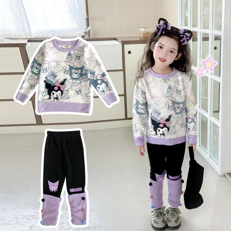 Kawaii Sanrio аниме периферийные устройства Kuromi Hello Kitty My Melody мультфильм зимний свитер