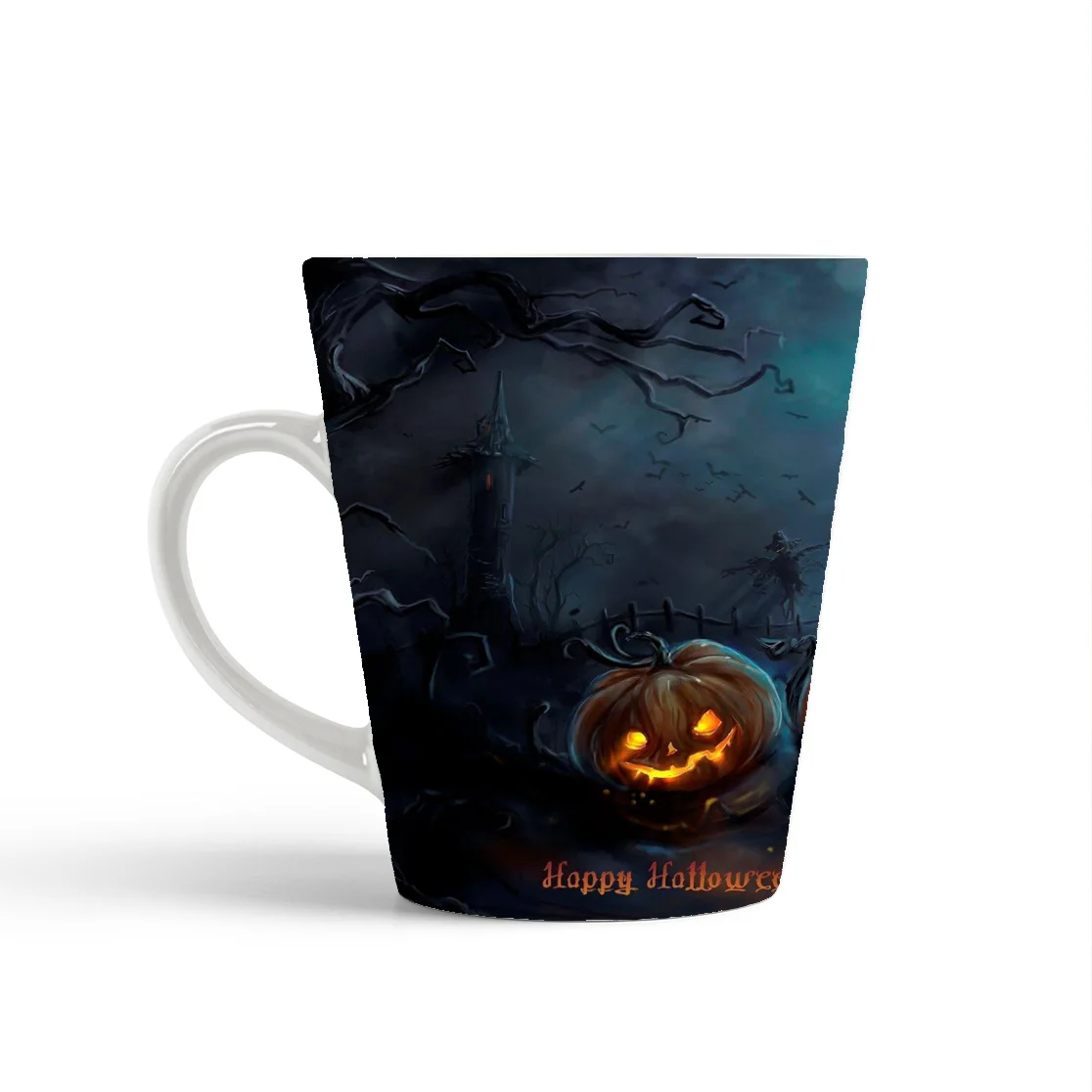 Кружка-латте CoolPodarok Весёлый хэллоуин Три тыквы |