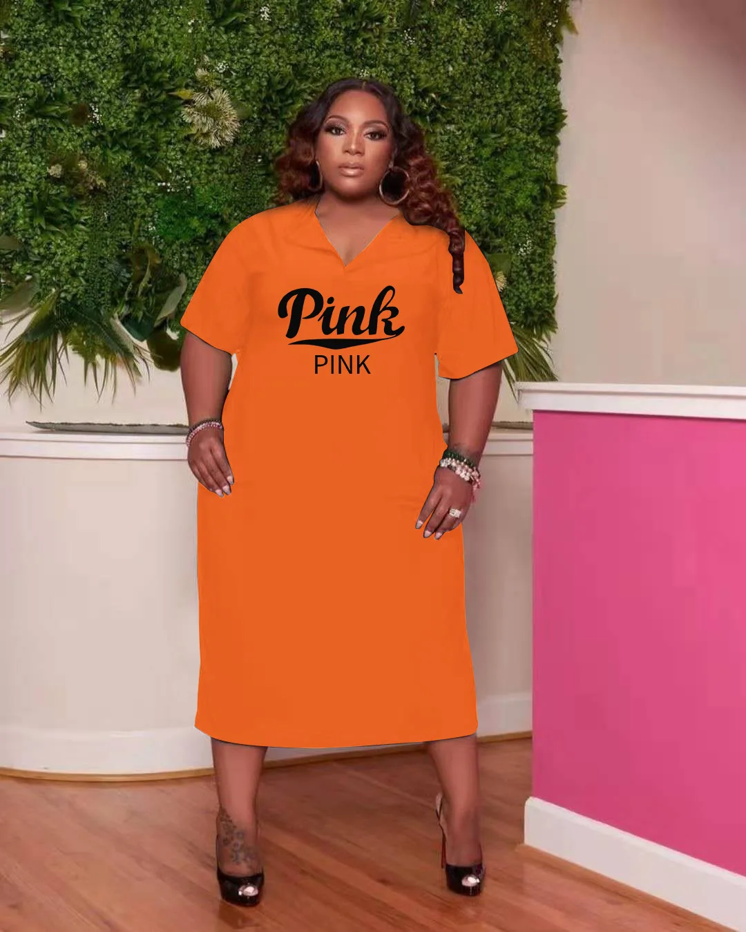 

Perl Hooded Letter Straight Dress with Pocket Plus Size Summer Outfit Casual Women Clothing Loose Long Skirt Xl-5xl 2022