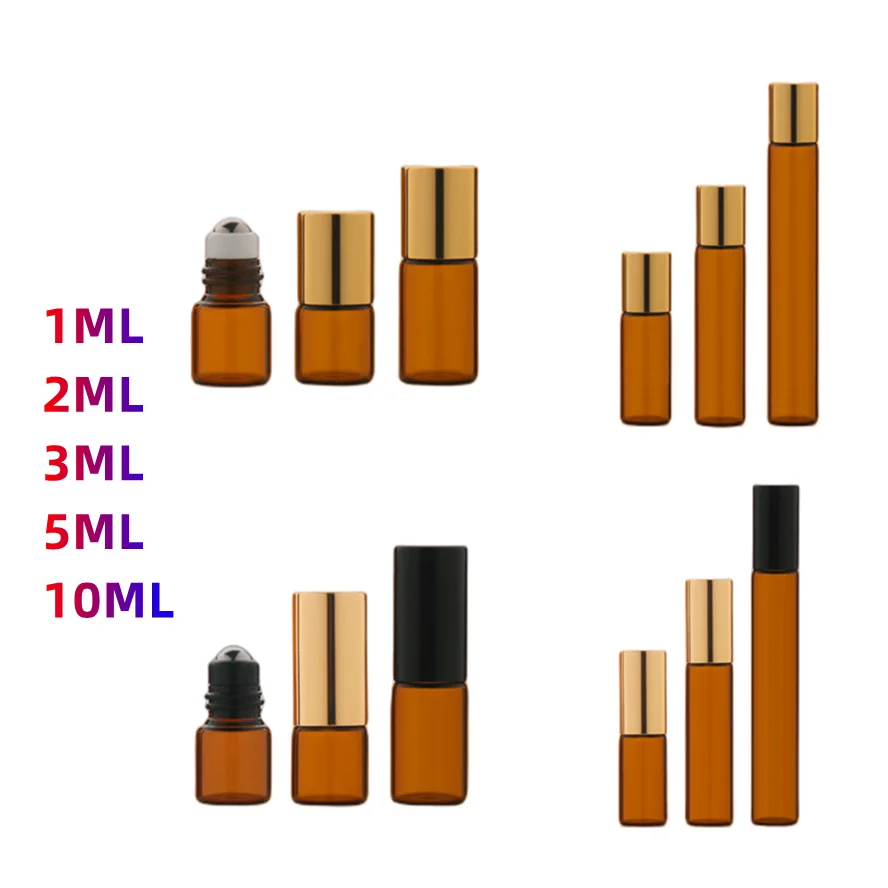 Essential Oil Bottle Essence Ball Separate Cosmetics Brown Glass Amber Roller Empty Perfume Refillable Liquid Container Makeup
