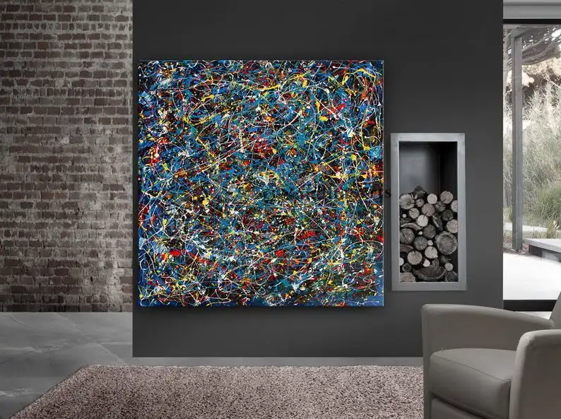 

Blue jackson pollock style abstract painting jackson pollock painting, Modern abstract contemporary art, Christmas Gifts Nandita
