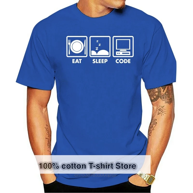 Eat Sleep Code - Funny Gift for Programmer Coder Men's T-Shirt Printed T Shirt Summer Men'S Top Tee Summer Style Mens T-Shirt