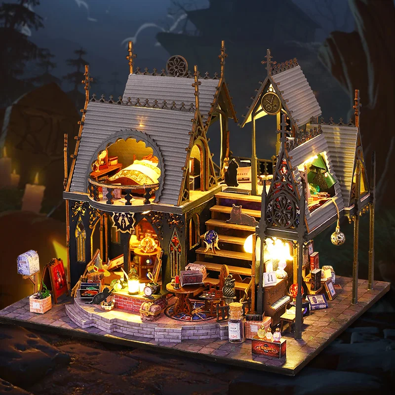 Новый деревянный кукольный домик сделай сам волшебный Ретро Дом миниатюрные