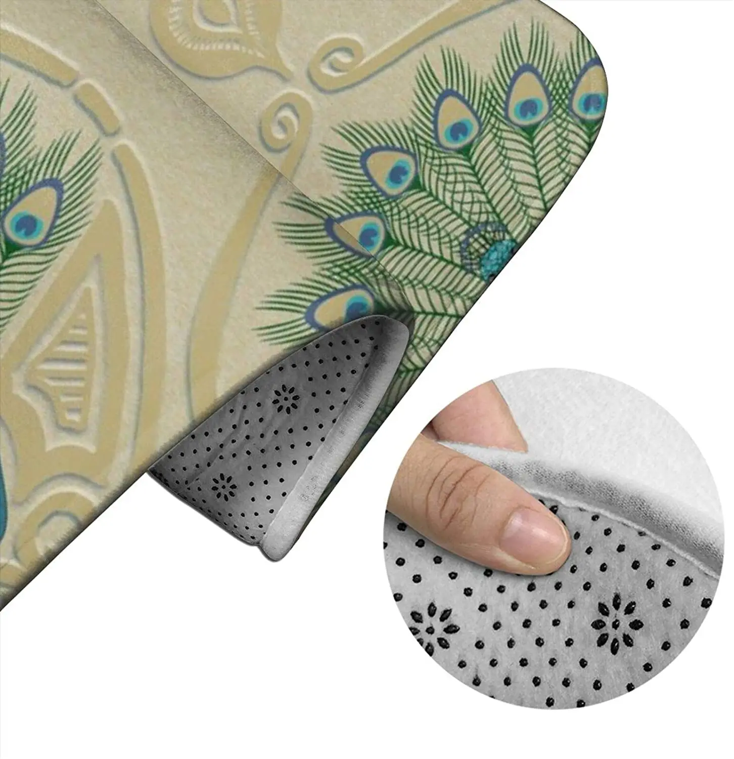 

Art Deco PeacockJumbo Bathroom Mat Sets 3 Piece Set Rugs Memory Foam Mat Set Toilet Seat Cover Bath Mat Lid cover