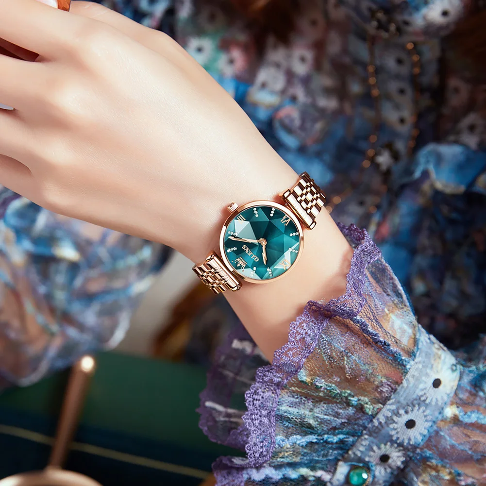 TAXAU Watch For Women Japan Imported Quartz Movement Luxury Stainless Steel Waterproof Green Bracelet Wristwatch Relojes Mujer