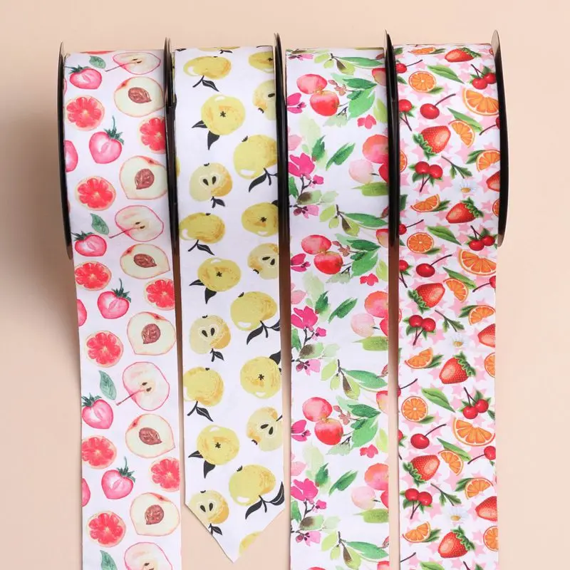 Double-sided fruit printed cloth ribbon DIY bow hair accessories Flower packaging webbing Straw hat decorative accessories