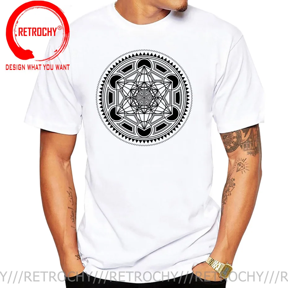 Футболка Metatrons мужская с изображением кубиков цветов жизни хлопковая рубашка
