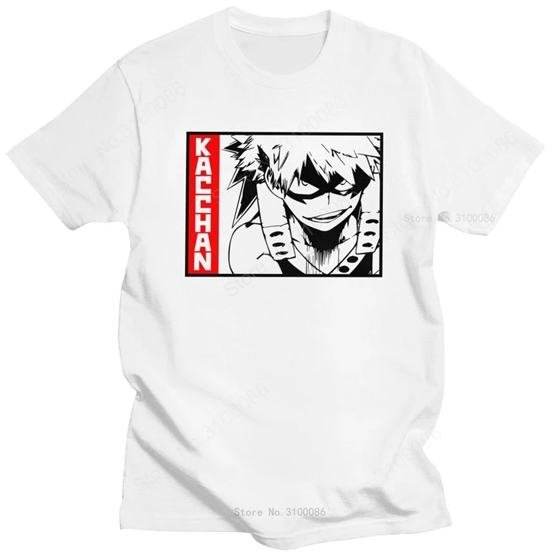 

My Hero Academia T Shirt for Men Short Sleeved Kacchan Katsuki Bakugou Anime Summer Tshirt Cotton Slim Fit Tee Anime Merchandise