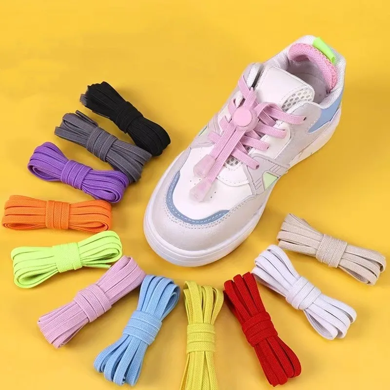 

Шнурки с пружинным замком без завязок, эластичные шнурки для быстрой обуви для детей и взрослых, резиновые ленты, плоская обувь без завязывания